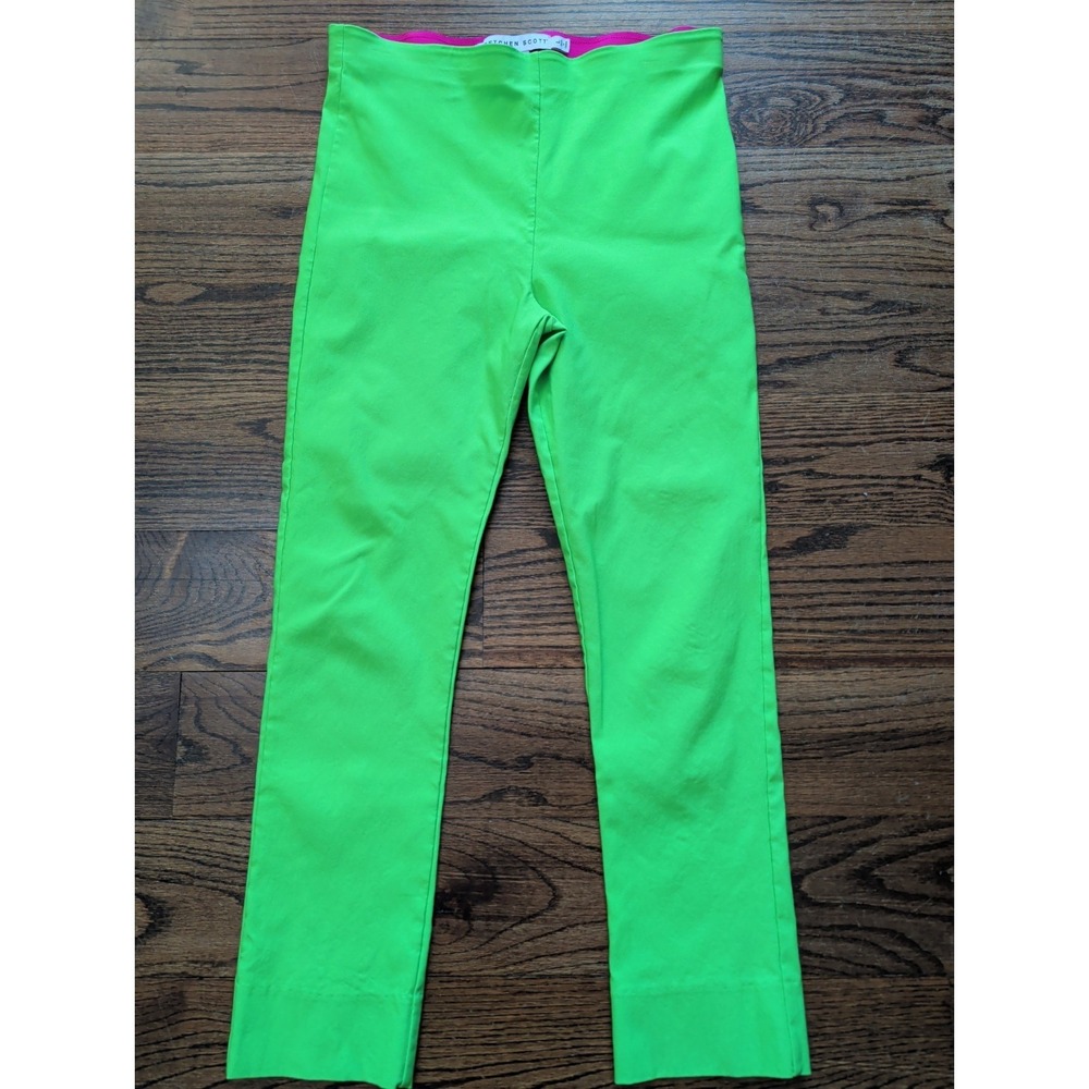 Gretchen Scott Gripeless Pull-On Stretchy Lime Green Pants Sz L Beachy Cruise